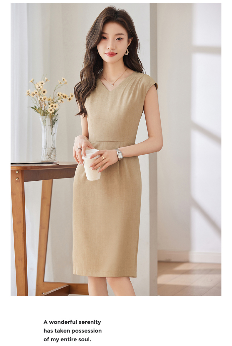 Pleated design soft and comfortable slim fit fashionable commuter dress DB1-209