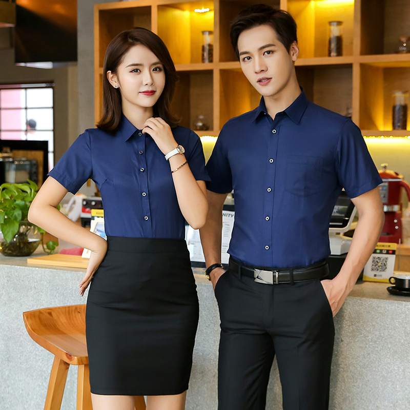 Fine twill professional short-sleeved shirt for men and women 180-777.138