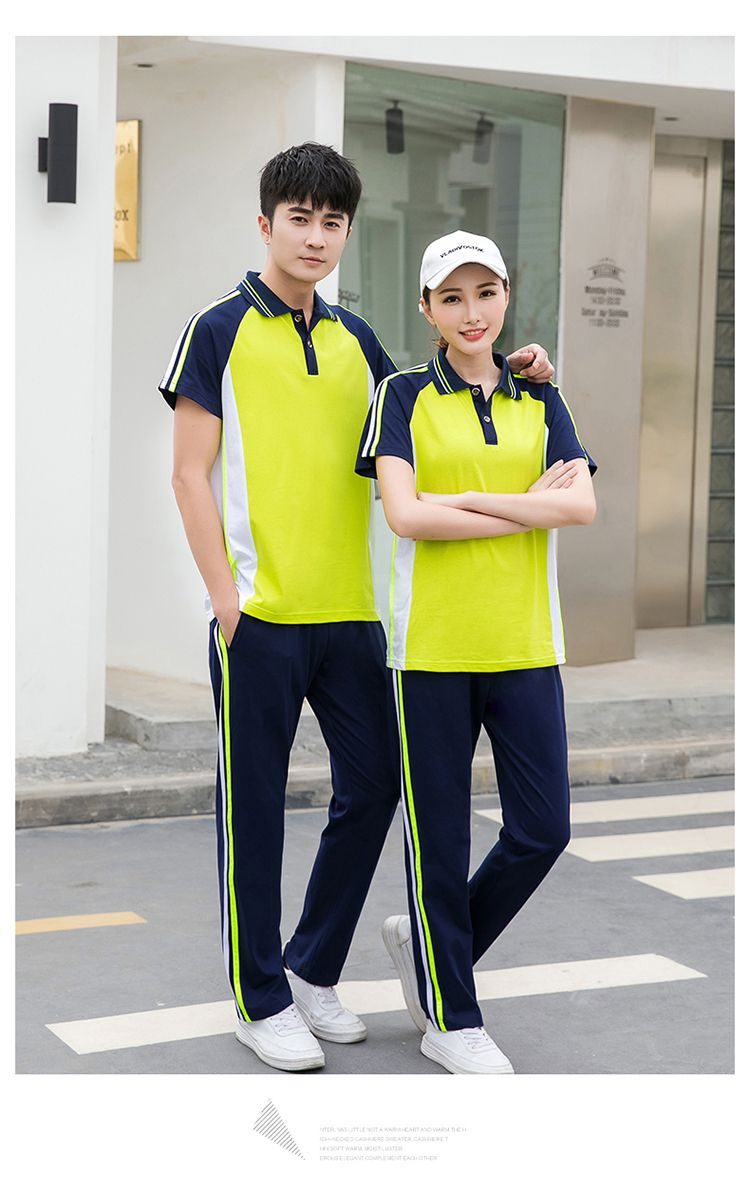 Primary and secondary school students sports style short-sleeved trousers school uniform suit KA-2080 parent-child outfit