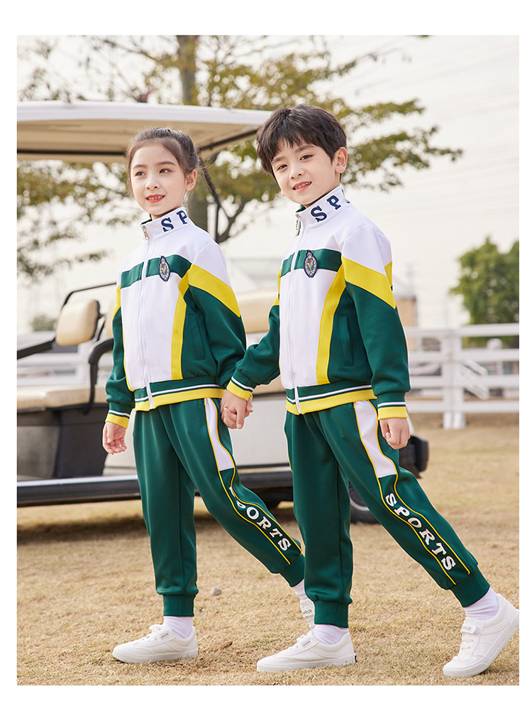 Sports style letter collar primary and secondary school students school uniform three-piece suit 894-2108 three-piece suit