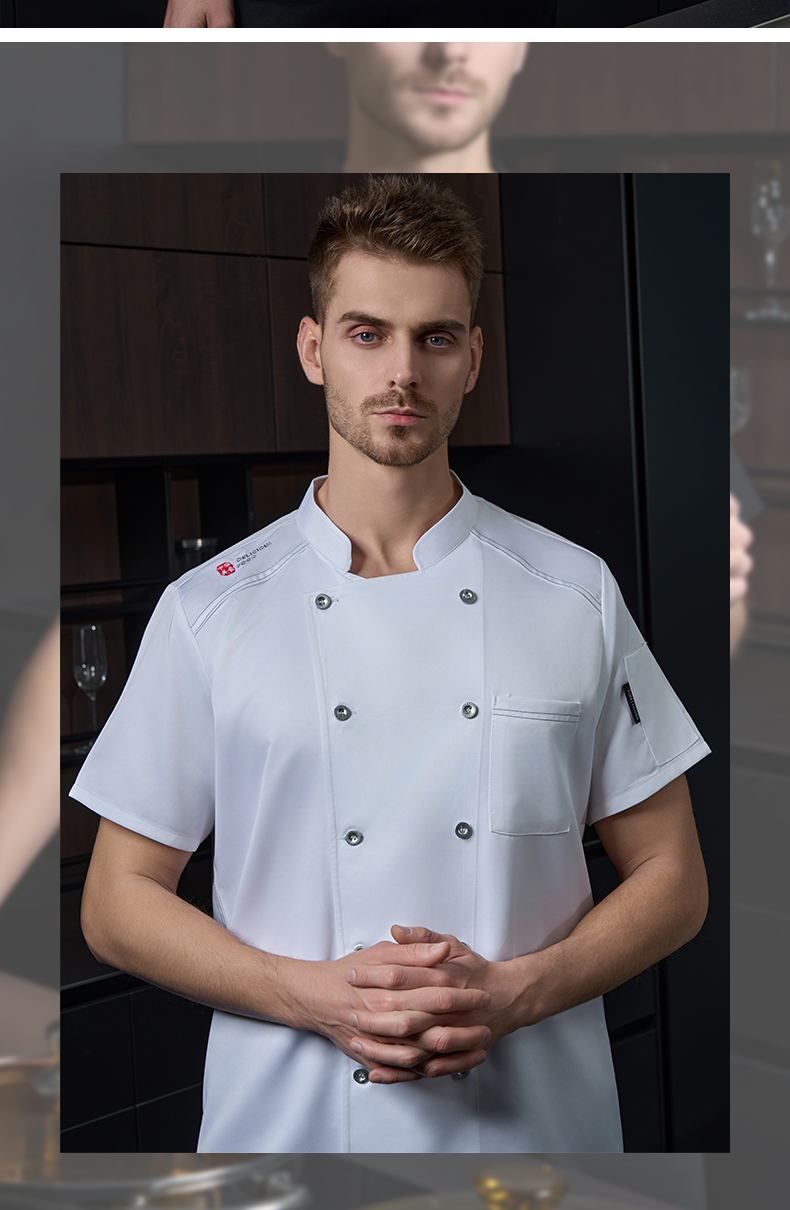 Chinese food imitation wool short-sleeved chef uniform H20-D24-5057Z