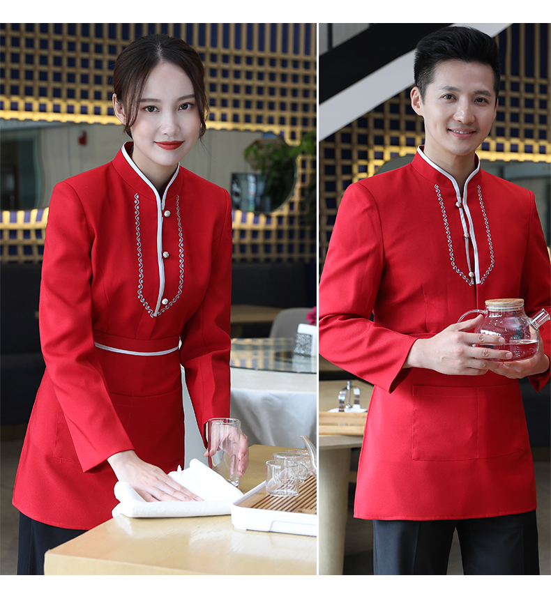 Double-winged long-sleeved waiter work clothes H02-21LY183-185