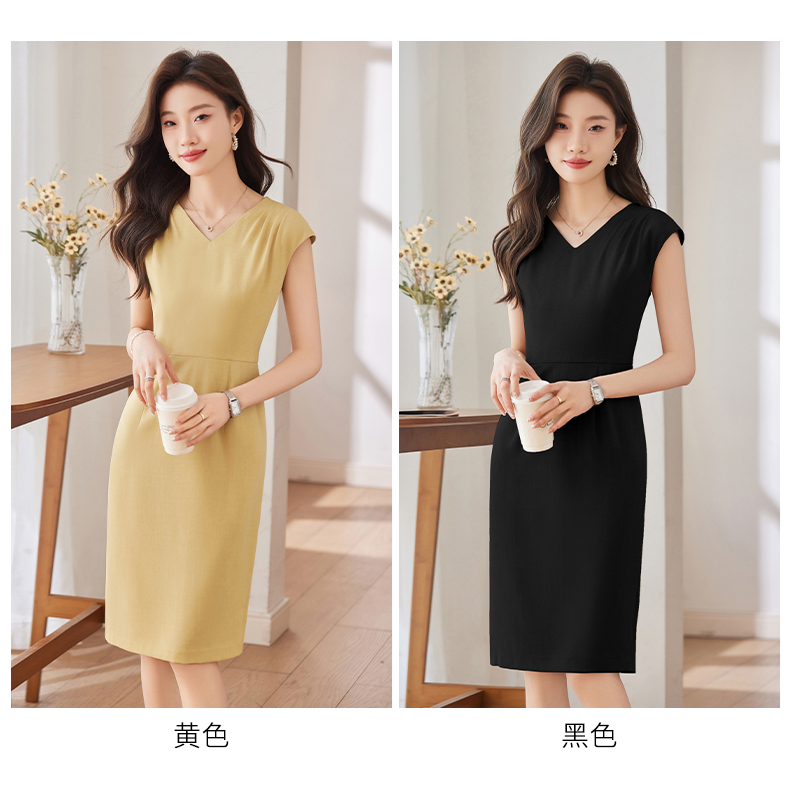 Pleated design soft and comfortable slim fit fashionable commuter dress DB1-209