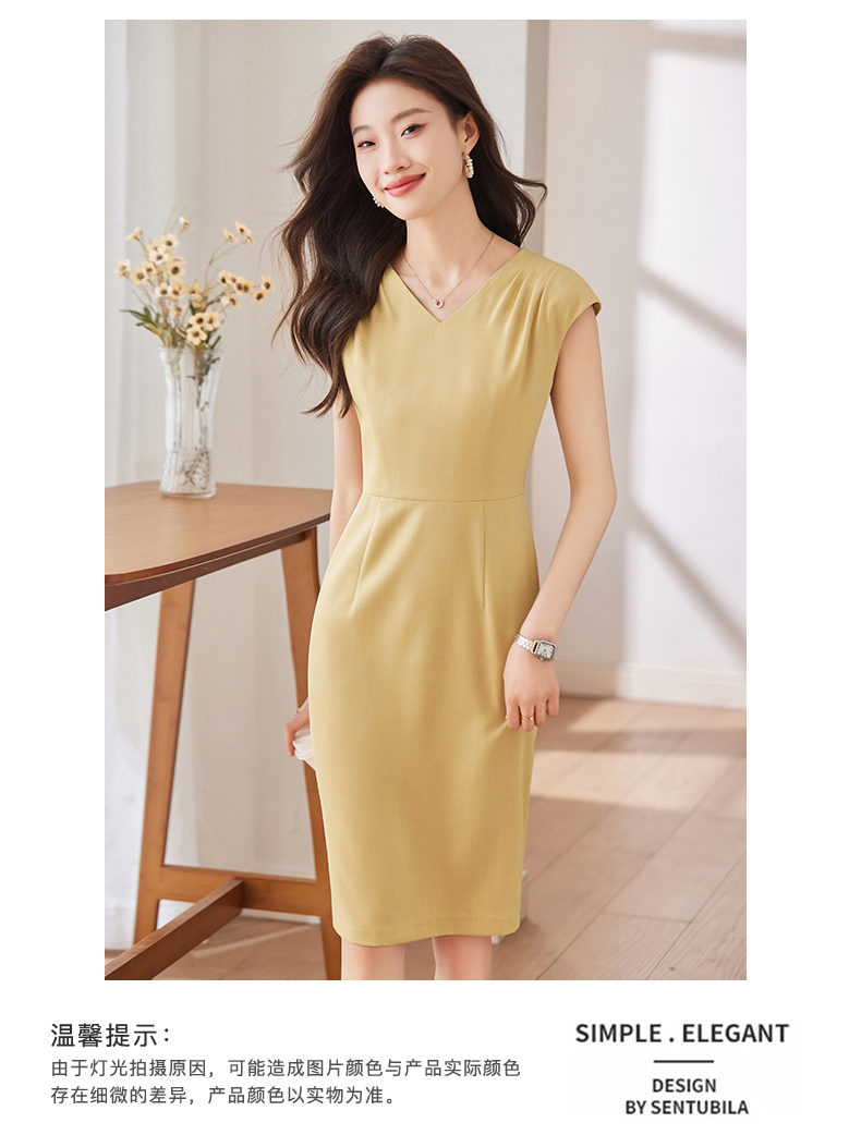 Pleated design soft and comfortable slim fit fashionable commuter dress DB1-209