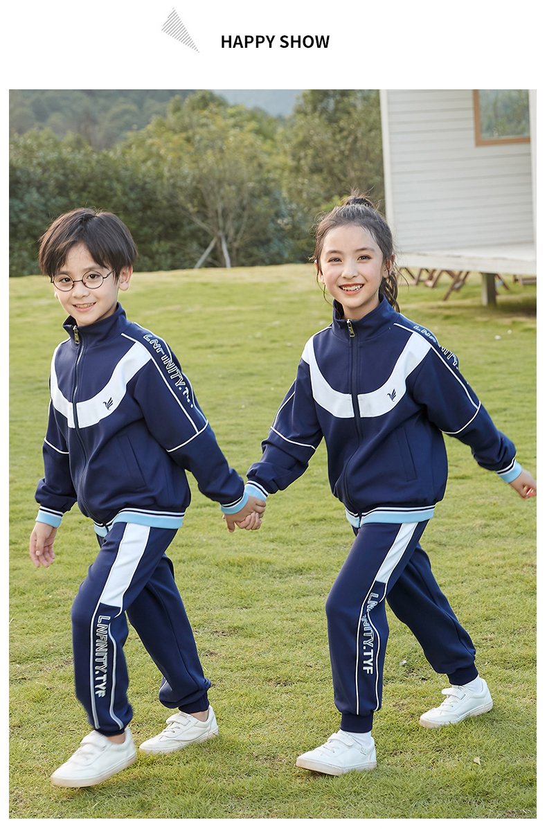 South Korean silk casual style sunshine vitality primary and secondary school students teacher long-sleeved class uniform two-piece suit 894-21108