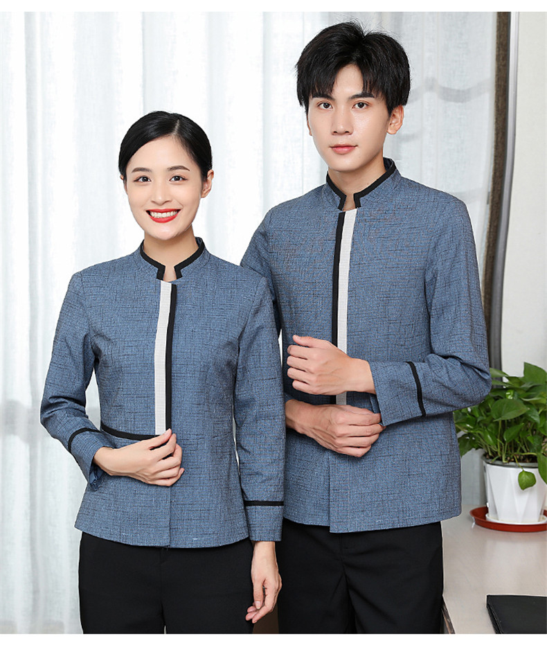 Hemmed linen elastic hotel long-sleeved cleaning work clothes H10-22010 men