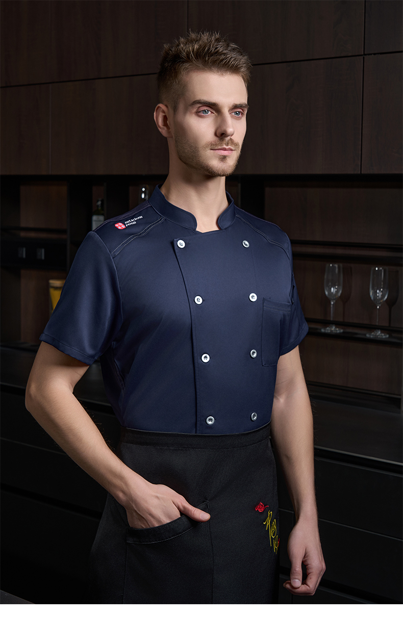 Chinese food imitation wool short-sleeved chef uniform H20-D24-5057Z