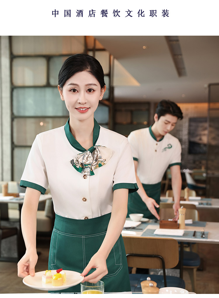 Chinese style bow tie design short-sleeved waiter work clothes HD3-D24118 female