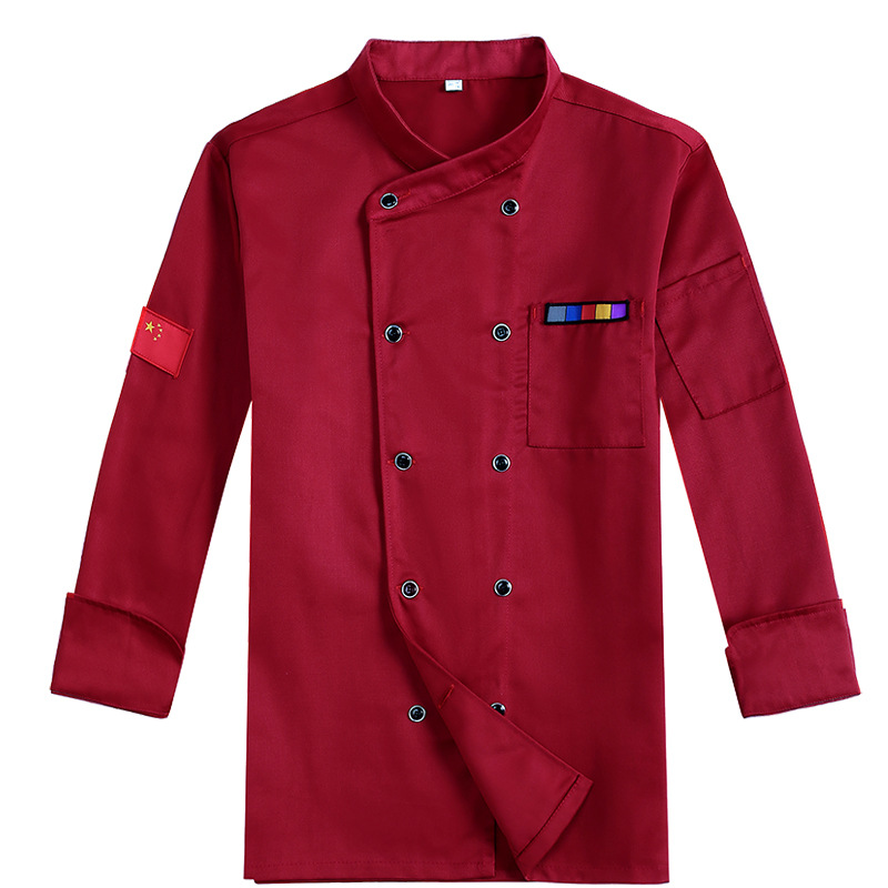 Double-breasted cross-collar restaurant long-sleeved chef uniform B05-2021 long sleeve