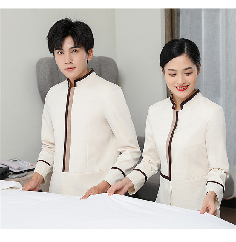 Hemmed linen elastic hotel long-sleeved cleaning work clothes H10-22010 men