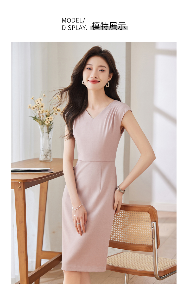 Pleated design soft and comfortable slim fit fashionable commuter dress DB1-209