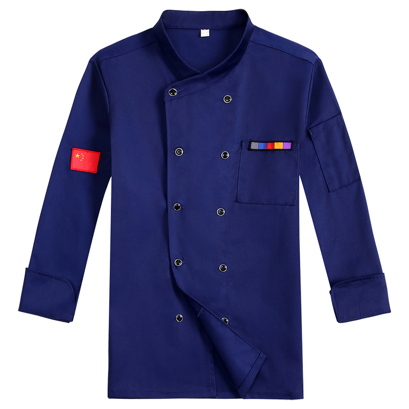 Double-breasted cross-collar restaurant long-sleeved chef uniform B05-2021 long sleeve