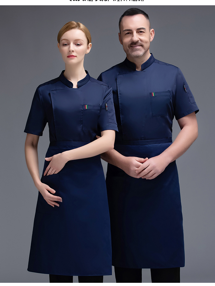 Thin cotton vertical three-color short-sleeved chef uniform top H02-20F029-031