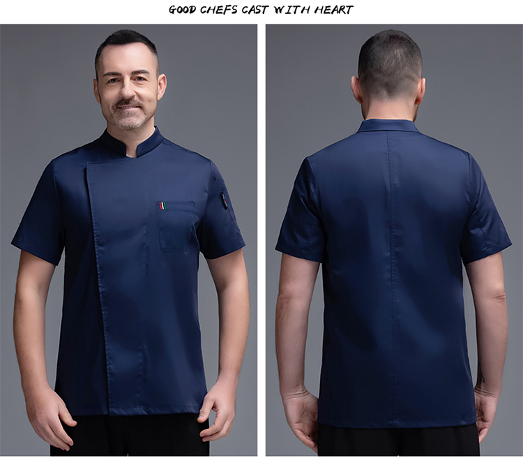 Thin cotton vertical three-color short-sleeved chef uniform top H02-20F029-031