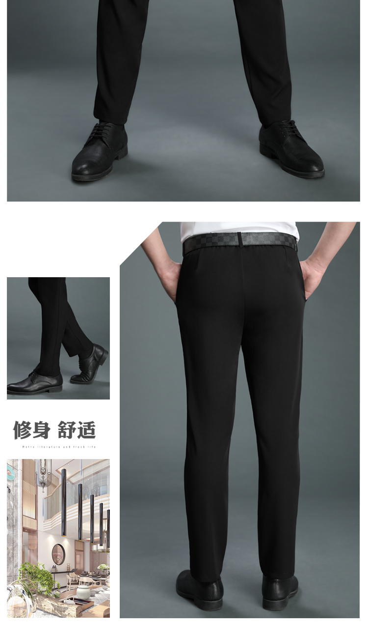 Crown hemp elastic back waist cleaning pants work pants H01-2021-32 men