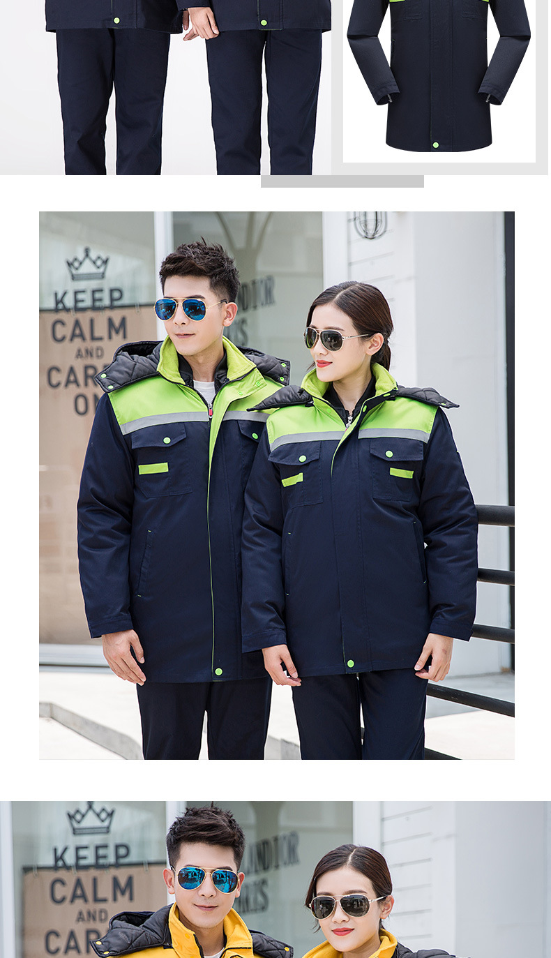 Full process polyester cotton yarn card thickened workwear cotton coat top HBY-M1001-M1007 coat