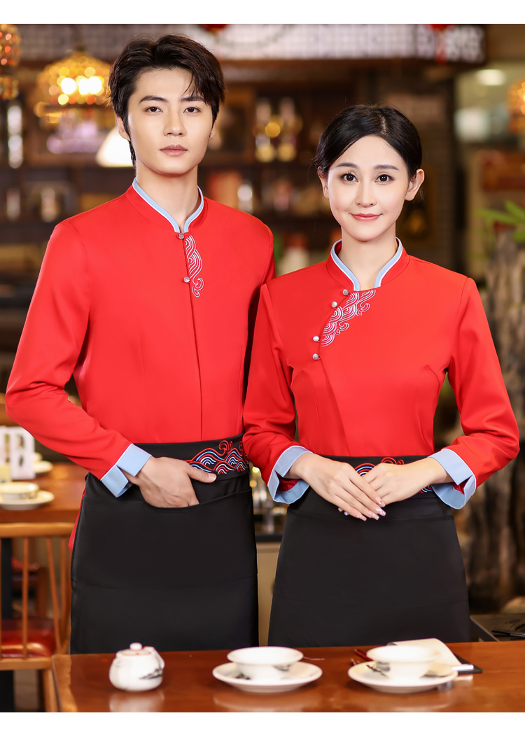 Water ripple long-sleeved chef uniform top HD3-21-C042 women long-sleeved top