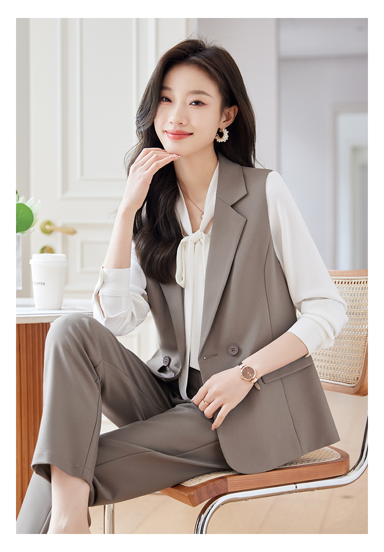 Simple and comfortable fabric vest suit 113-8016