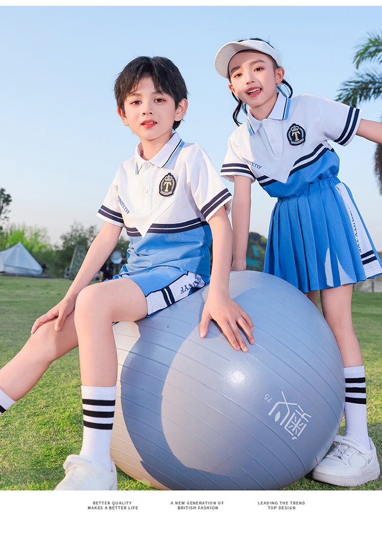 Comfortable and breathable blue and white sports school uniform suit 894-2127