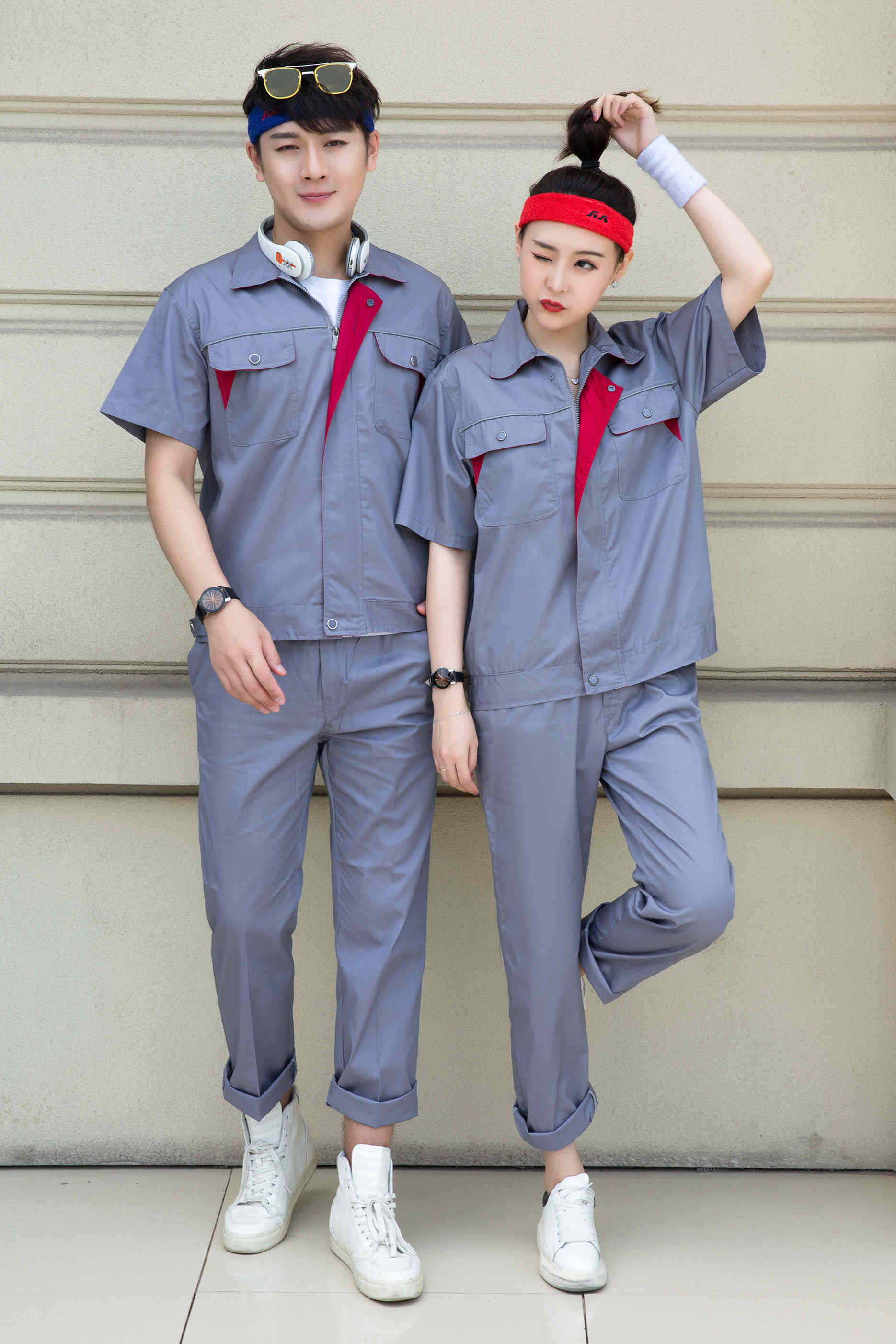 Full process polyester cotton fine twill short-sleeved workwear short-sleeved suit Z23-6612