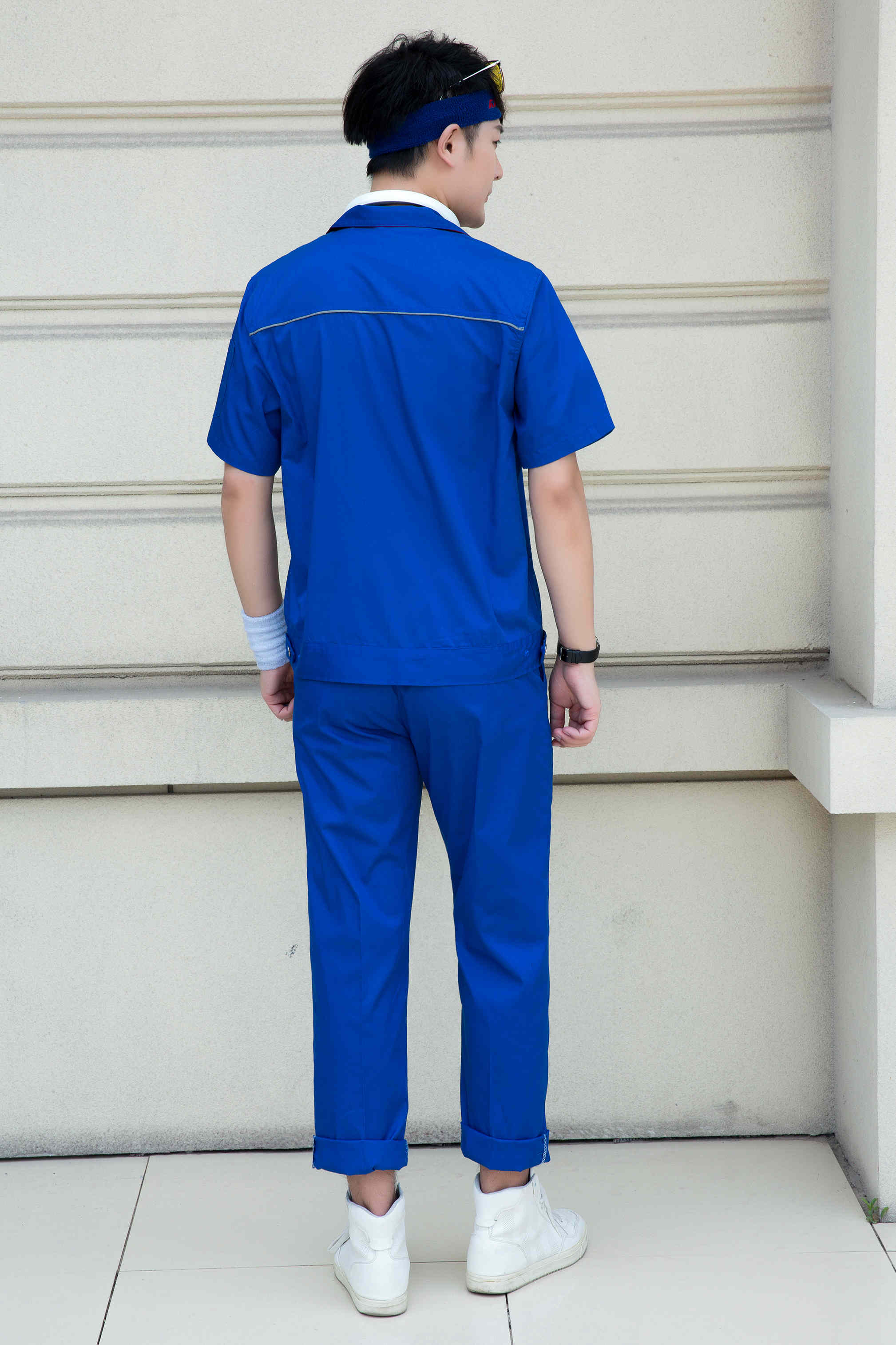 Full process polyester cotton fine twill short-sleeved workwear short-sleeved suit Z23-6612