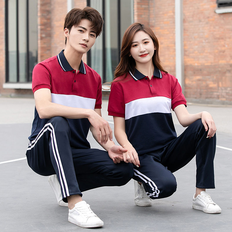 Short-sleeved lapel three-color school uniform suit KI2-5668 top