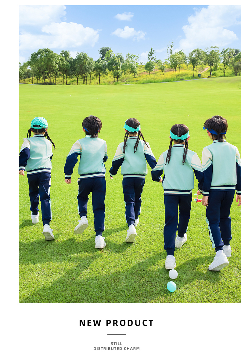 Children sports long-sleeved school uniform spring and autumn two-piece suit 215-9187