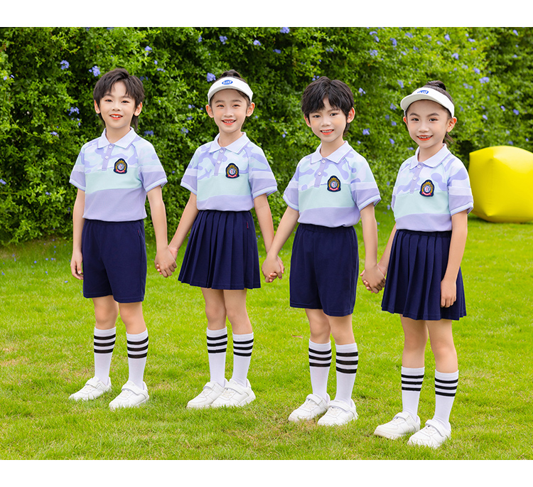 Tongqu companion elementary and middle school students school uniform summer short-sleeved suit 216-6086