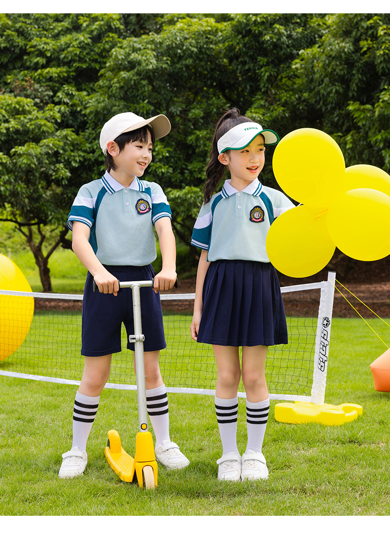 Tongqu companion elementary and middle school students school uniform summer short-sleeved suit 216-6087