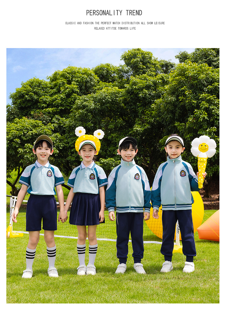 Tongqu companion elementary and middle school students school uniform summer short-sleeved suit 216-6087