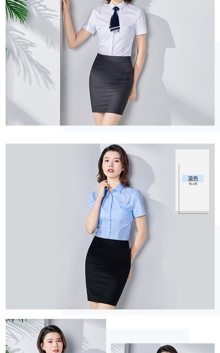 Elastic slim fit dark placket elastic bamboo fiber short-sleeved shirt for women 129-2055 short-sleeved shirt for women