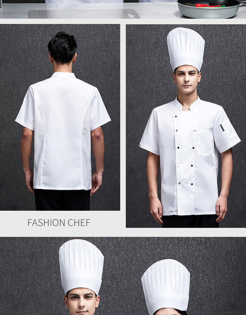 Double row breathable short sleeve hotel chef uniform top H20-C21-585