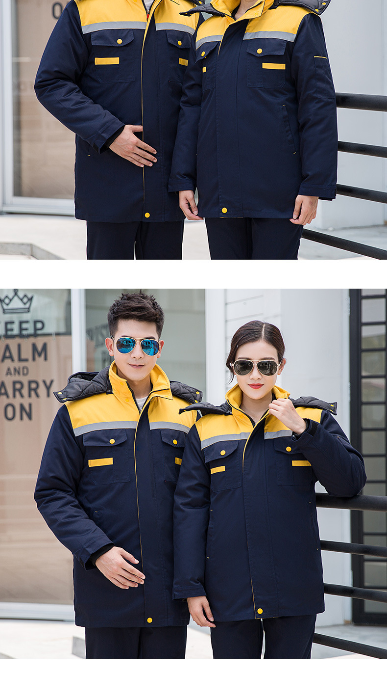 Full process polyester cotton yarn card thickened workwear cotton coat top HBY-M1001-M1007 coat