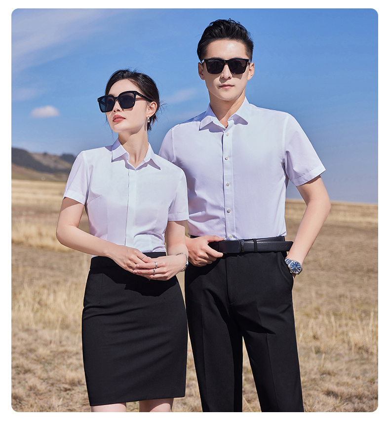 Business slim temperament short-sleeved shirt men and women 129-9901 short-sleeved shirt