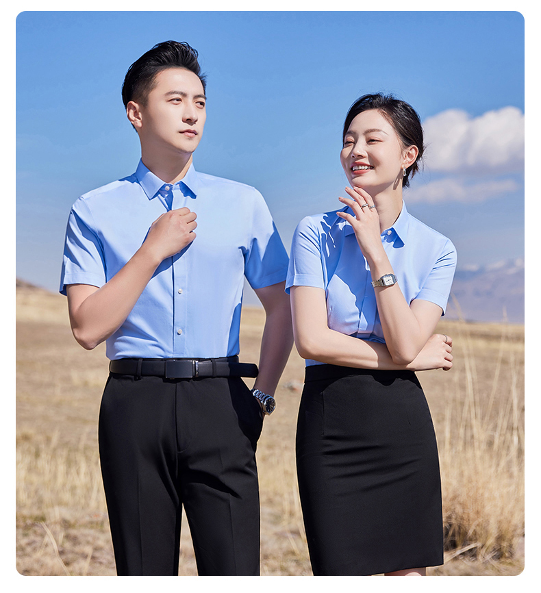 Business slim temperament short-sleeved shirt men and women 129-9901 short-sleeved shirt