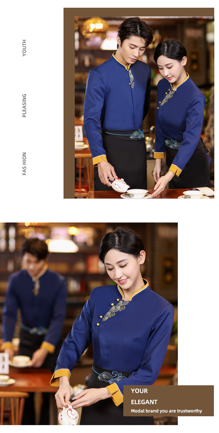 Water ripple long-sleeved chef uniform top HD3-21-C042 men long-sleeved top