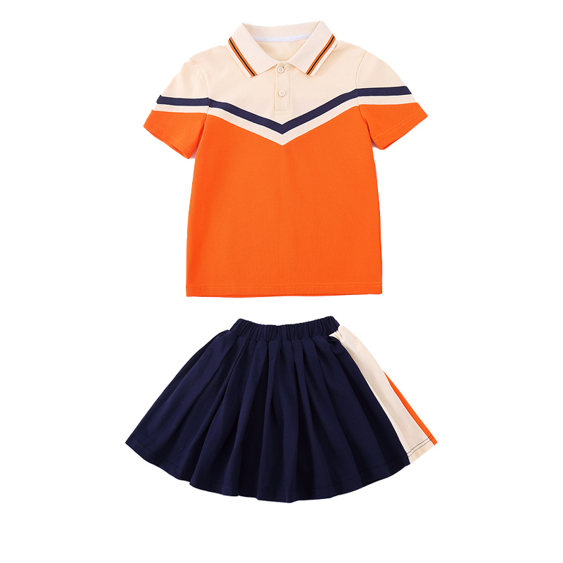 Loose fit apricot and orange school uniform set Z13-D98