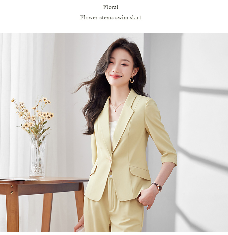 Smooth and delicate mid-length sleeves fashionable commuter suit 113-8950