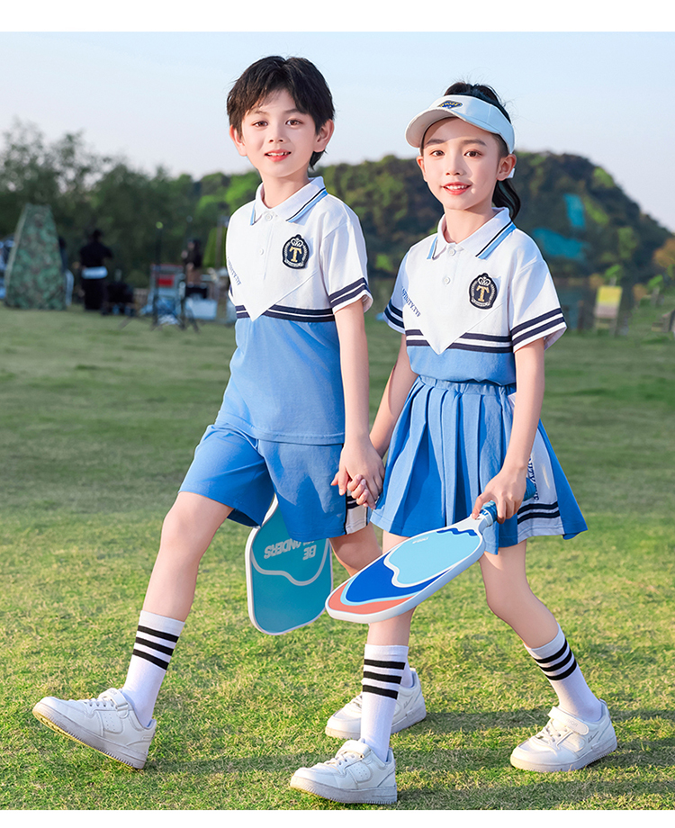 Comfortable and breathable blue and white sports school uniform suit 894-2127