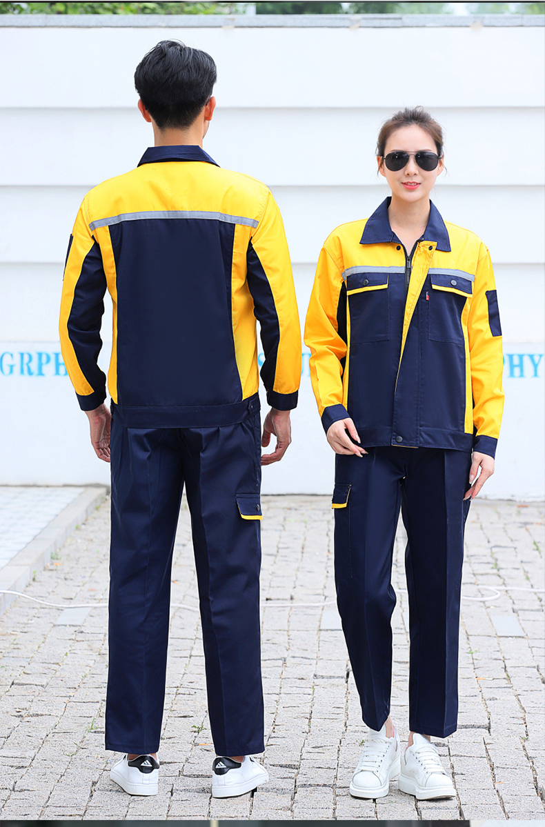 Full-process polyester-cotton fine twill double reflective strip workwear spring and autumn suit B06-W1208 top