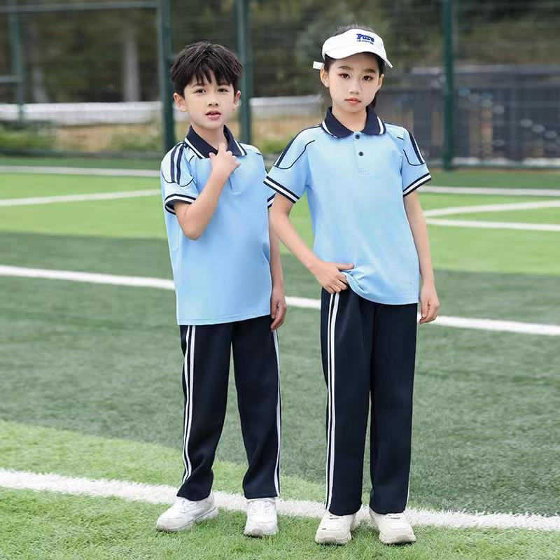 Summer sports elementary school middle school color matching school uniform short-sleeved suit KI2-2266 top