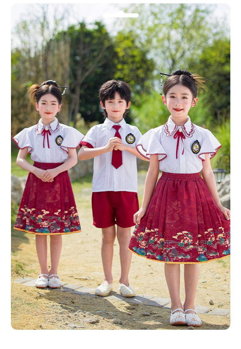 Chinese style short-sleeved school uniform suit 455-8283