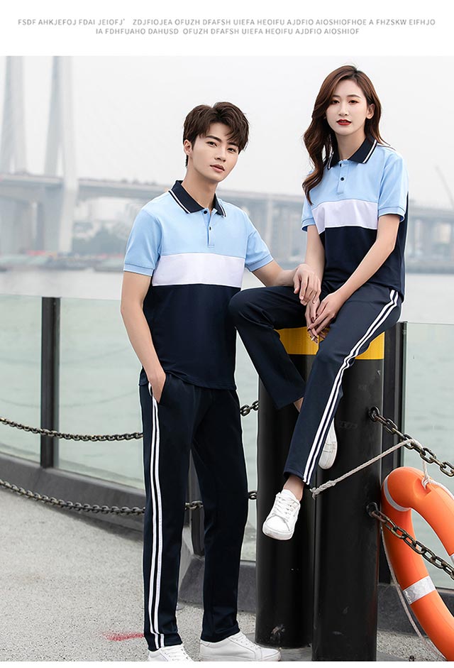 Short-sleeved lapel three-color school uniform suit KI2-5668 top