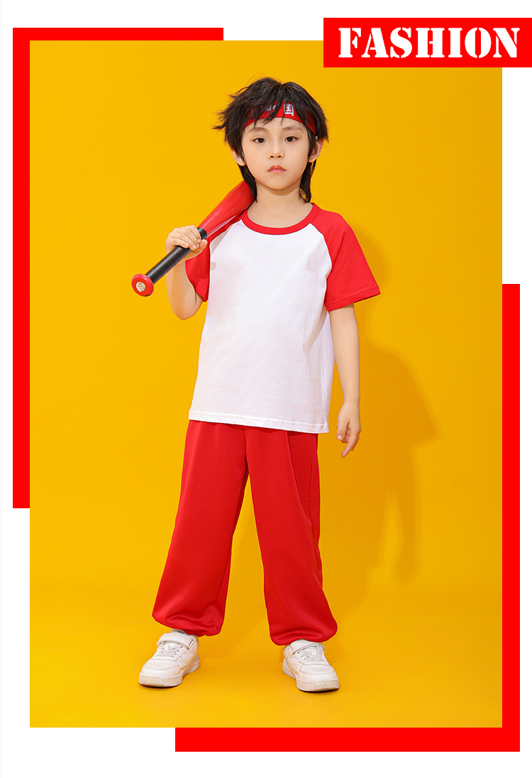 Raglan round neck sports short-sleeved primary and secondary school uniform suit for men and women D03-24212