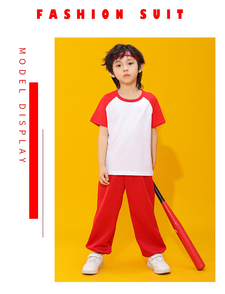 Raglan round neck sports short-sleeved primary and secondary school uniform suit for men and women D03-24212