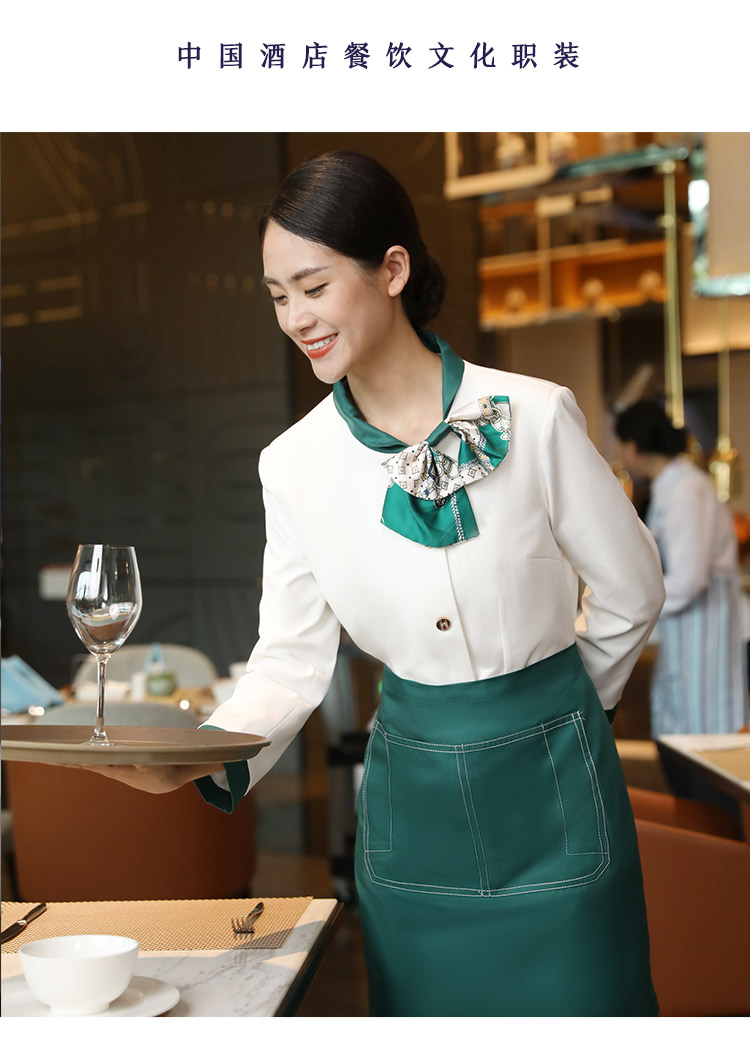 Chinese style bow tie long-sleeved waiter work clothes HD3-D24118 long-sleeved female