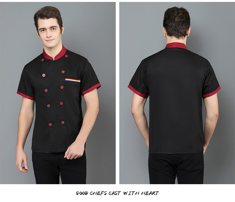 Three-bar short-sleeved chef uniform top H02-20F139-141