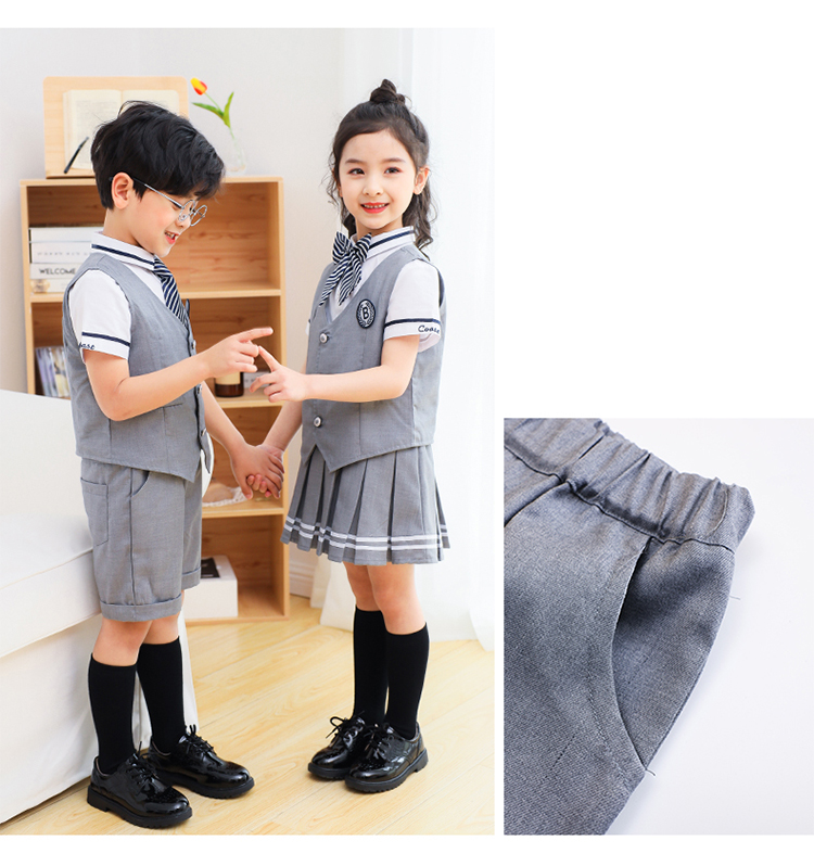 British style school uniform performance costume children teacher short-sleeved suit 894-2046