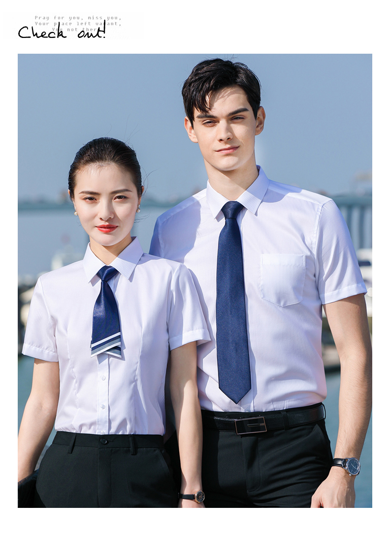 Bamboo fiber jacquard vertical striped short-sleeved shirt couple style 81-692 shirt short-sleeved