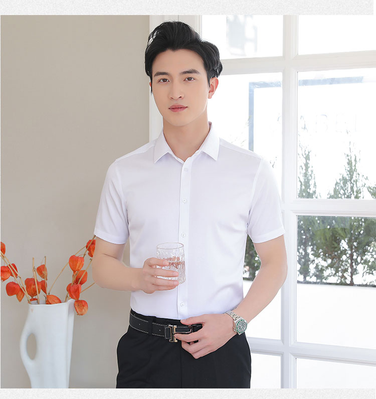 Fine twill stretch men short-sleeved shirt 111-985 men short shirt